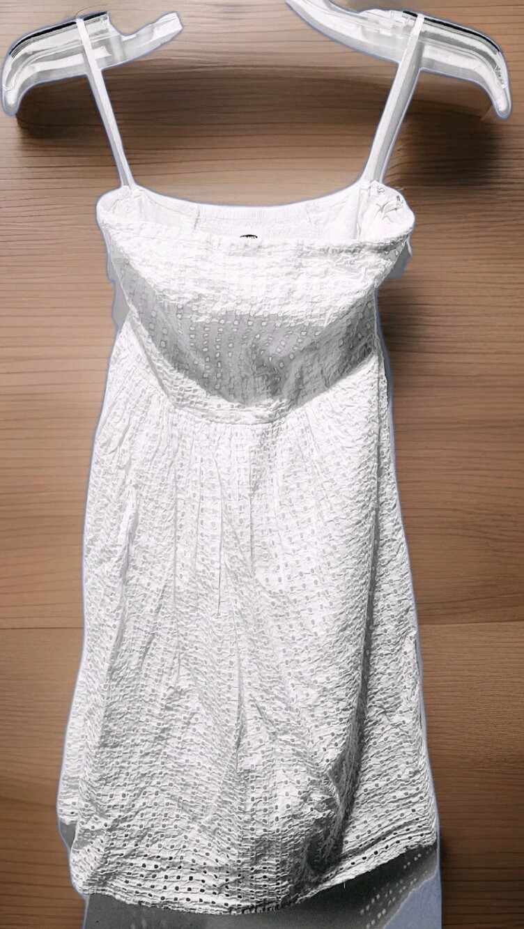 Old Navy Bright White Strapless Eyelet Lace Dress 160/84A Women's Size 4 Lined